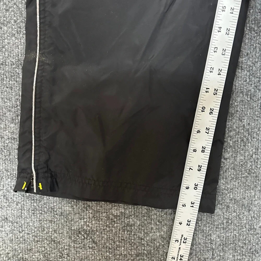 Reebok Track Pants Mens Size XL Black Windbreaker Athletic Ankle Zip Piping